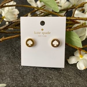 KATE SPADE NWT Gold White Spot The Spade Studs